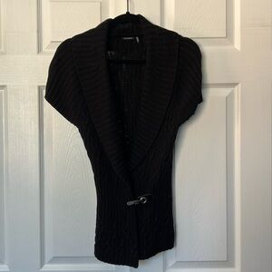 Magaschoni Black Wrap Sweater with Inside Tie and Belt Closure Pictured